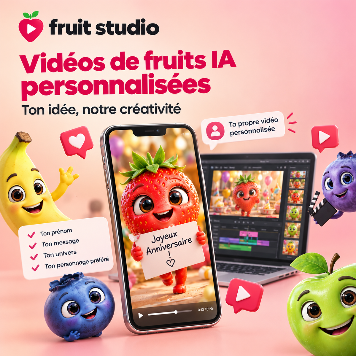 Idées d’histoires de fruits IA pour TikTok